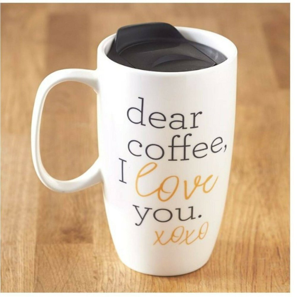 18-Oz. Travel Mug with Lid-NEW "Dear Coffee, I Love You XOXO"